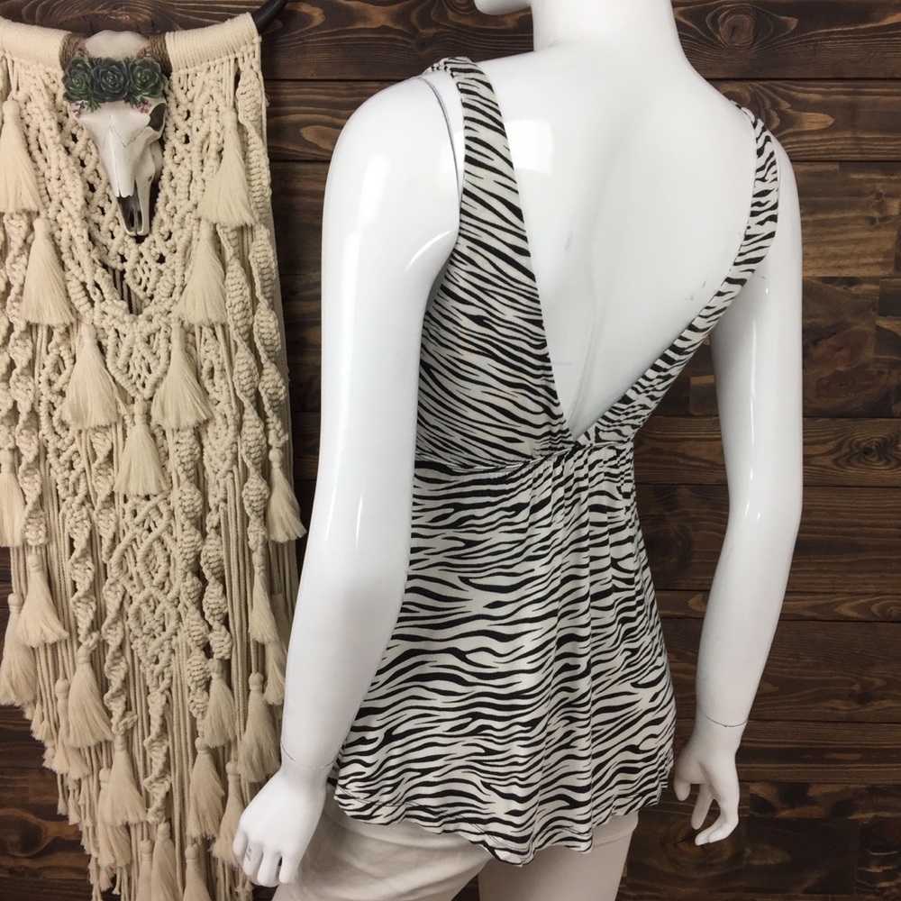 Lemon Tart | Low V Back Babydoll Tank Zebra Print - Picture 4 of 6